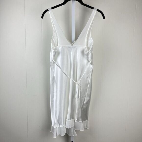 Linea Donatella‎ Chemise Nightie Womens Small White Satin Beaded Floral Lace - Picture 6 of 8